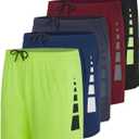 Real Essentials 5 Pack: Men's 5" Inseam Dry-Fit Running Workout Shorts - Pockets & Drawstring (Available in Big & Tall)