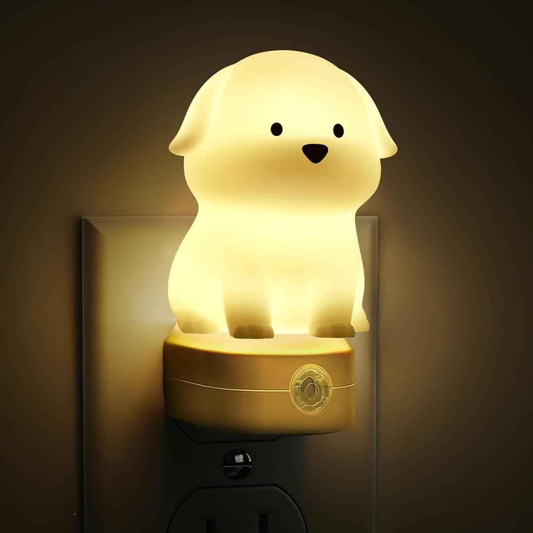L LOHAS LED Plug in Night Light for Kids, 3D Cute Puppy Night Lights with Dusk to Dawn Sensor, RGB+Soft White 3000K Dog Night Light, Christmas Birthday Gift Nightlight for Kids, Room Decor
