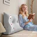 Dorm Headboard Pillows Twin XL Wedge Headboard Pillow Long Backrest Positioning Support for Daybed Reading Backrest Pillow with Side Pockets College Dorm Headboard