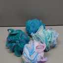 AmazerBath Loofah Sponge 60g/Piece, Exfoliating Bath Sponge Body Scrubber - Loofa Set of 4 Flower Color (Green-Purple)