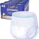 LivDry Ultimate XL Adult Incontinence Underwear, High Absorbency, Leak Cuff Protection, X-Large, 48-Pack