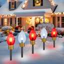 Moonflor Strawberry Jumbo C9 Christmas Pathway Lights Outdoor - 8.5FT 5 LED C9 Walkway Light, Christma Decoration Outside, Christmas Lights Outdoor for Lawn Holiday Yard, Red & Pure White (1 Pack)