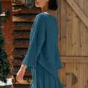 Yanekop Womens 2 Piece Sweater Skirt Set Loose Matching Lounge Sets Comfy Pajamas Set Long Sleeve Top and Skirt Sets (Blue, M)