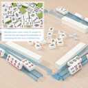 Mahjong Racks with Pushers 4PCS Set Majiang Tile Holder Acrylic Mahjong Racks Accessories and Gifts (Glitter Blue)
