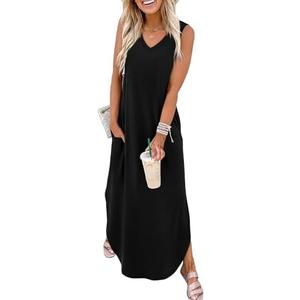 SAMPEEL Summer Dresses Maxi Dress Vacation Beach Sundresses 2025 with Pockets M