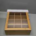 RoyalHouse Big Natural Bamboo Tea Storage Organizer with Clear Acrylic Top Window, 12 Compartments Eco-Friendly Tea Bag Holder, Multi-Functional Storage Box