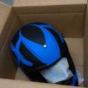 Motocross Helmet,Youth & Adult ATV Dirt Bike Motorcycle,BMX 4-Wheeler Off-Road Mountain Bike Helmet,DOT Certified,W/Gloves Goggles Mask 4-Piece Set (01 Blue, Large)