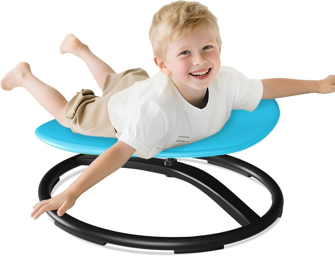 21" L  19" W Large Size Spinning Chair for Autistic Kids, Toddler Sensory Spinning Chair, Sensory Toys Gifts for Kids with Autism & ADHD, Sit and Spin Training Body Coordination, Azure Rounded Shape