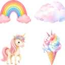 Honoson 4 Pcs 27.9" x 28.5" Large Rainbow Unicorn Birthday Party Decorations Cardboard Cutouts, Unicorn Themed Party Supplies Backdrop Standup Lawn Yard Signs for Baby Shower Decor Photo Booth Props, 21.65 x 29.53 inches