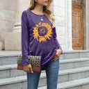 Locryz Women Tunic Tops for LeggingsGraphic Print Shirt Casual Long Sleeve Tunics Blouse (Purple, XL)