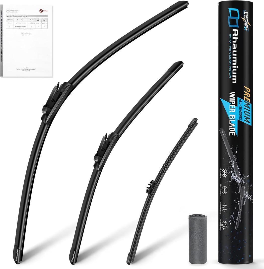 Quiet-Drive Wiper Blades, Pack of 3, 26"+22"+11" | Lab Tested 500K Endurance & High/Low Temp; Optimized Pressure; Specific for Ford Explorer, Police Interceptor Utility