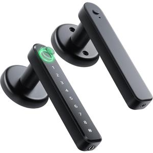 IRONZON Fingerprint Door Handle for Bedrooms - 191F 3-in-1 Fingerprint Door Lock with Keypad, Fingerprint Door Knob for Bedroom with Key, Keyless Entry Door Handle - Black