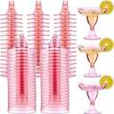 Zopeal 50 Pcs Plastic Martini Glasses 5 oz Disposable Glitter Cocktail Glasses Champagne Cups Stemmed Margarita Coupe Cup for Wedding Bridal Shower Party Summer BBQ (Pink)