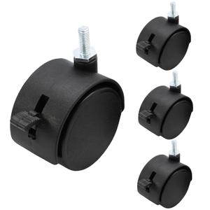 4pcs 2 Inch Swivel Caster Wheels, M6 Threaded Stem Caster Wheels with Brake, Heavy Duty Casters, Black Nylon Wheel Replacement for Furniture, Table, Cabinet, Shelf