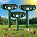 3 Pack 2025 Solar Ultrasonic Animal Repellent Outdoor,Cat Squirrel Dog Raccoon Deer Repellent Devices,Waterproof Animal Repeller Motion Detection Skunk Rodent Rabbit Deterrent for Garden Yard