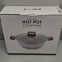 7-QT Shabu Shabu Hot Pot with Divider Double Flavor Divided Stockpot with Glass Lid Dual Sided Soup Cookware for Induction Cooktop Gas Stove Hot Burner