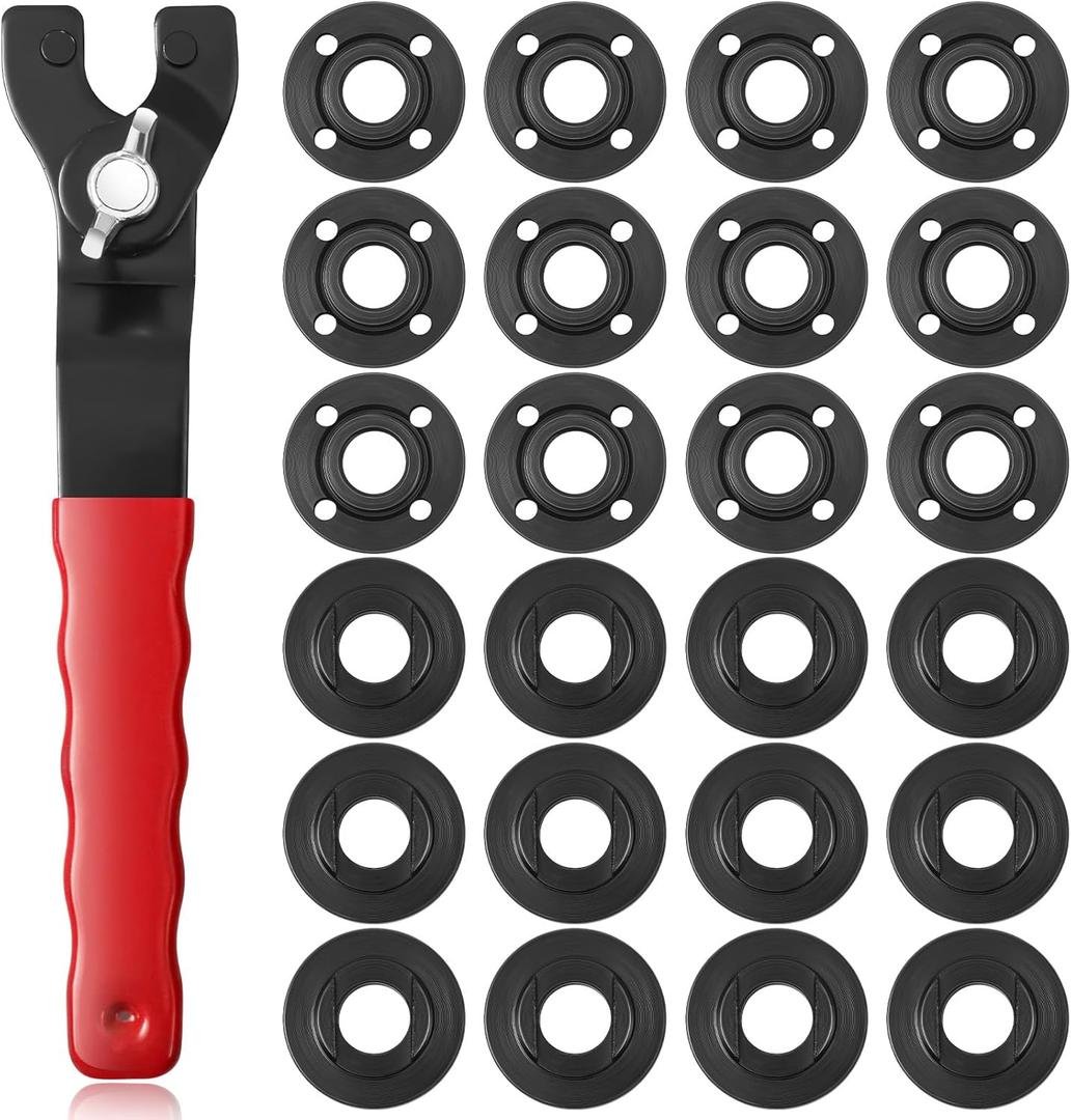 Hicarer 25 Pcs Angle Grinder Nut Angle Grinder Wrench Kit 5/8"-11 Flange Metal Lock Nut Wrench Compatible with Dewalt/Makita/Bosch/Hitachi/Metabo (Red)