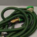 PowerFlow Garden Hose, NON-EXPANDABLE 25 Feet Premium Quality Stainless Steel Metal Water Hose with Durable Fabric Skin, Hose For Commercial, Residential Use, Bonus 10-way Spray Nozzle (25 Ft, Green)