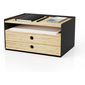 Prosumer's Choice 3-Tier Bamboo Desk Organizer with 2 Drawers - Wood Paper Tray for Clean Desktop Setup - Compact Office Storage Solution - Stylish Desktop Organizer, 12.5" L x 8.8" W x 1.6" H