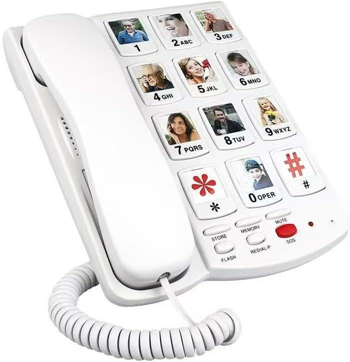 Large Button Phones for Seniors - Big Button Telephone with SOS Emergency Dial, Extra Loud Volume, Hearing Aid Compatible, Easy Operation for Elderly(Pictured_Key)