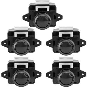 OCGIG 5 PCS Push Button Latch Cabinet Door Catch Keyless Cupboard Locks for RV Motorhome Camper Caravan(Black)