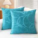 Throw Pillow Cases CaliTime Modern Shining Dull Contrast Circles Rings Geometric Cushion Covers Shells for Couch Sofa Home Decor 20 X 20 inch Pack of 2 Lake Blue