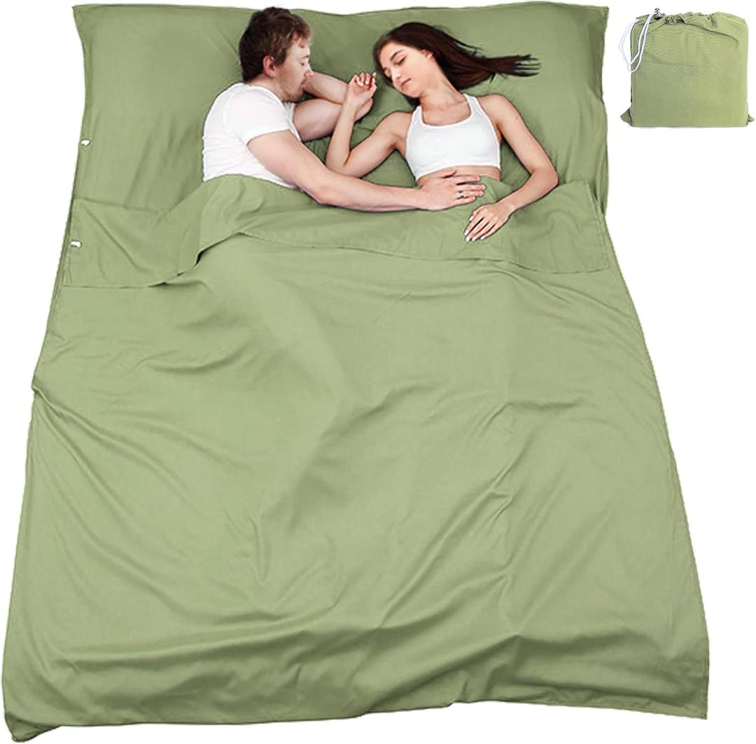 Travel and Camping Sheets Sleeping Bag Liner,Lightweight Travel Sheets for Hotel Portable Hotel Sleeping Bag Sack for Adults,Premium Soft Hotel Sleep Sheet for Traveling Hostels Picnic (82.5 X 45 Inch, Green)