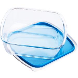 Glass Baking Dish with Plastic lids, Container with BPA Free Lids, Glass Casserole for Lasagna, Leftovers, Cooking, Kitchen, Freezer-to-Oven and Dishwasher (2.6-Quart Square)