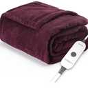 Sunbeam Electric Throw Royal Luxe Microplush Heated Blanket, 4 Heat Settings, 4-Hour Auto Shut-Off, Fast Heating, Warm and Cozy, Cabernet Red Color, 50" x 70"