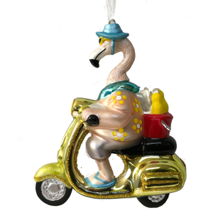 Holiday Home Flamingo Riding Scooter Ornament, 4 pieces