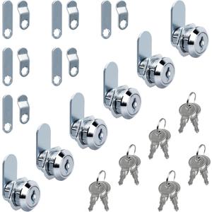 Drawer and Cabinet cam Locks with Keys,5/8 in Stainless Steel Desk Lock Replacement for RV Camper Storage or Secure Drawer, fits on 3/8 in Maximum Panel Thickness-6pack