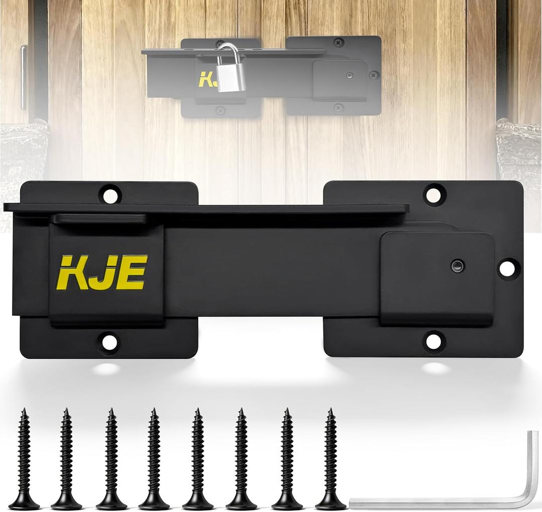 KJE 1 Pack 9-inch Flip Gate Latch Lock with Padlock Hole, 4mm Heavy Duty Aluminum Alloy Adjustable Door Latch with Mounting Screws for Shed, Fence, Double Gate, Barn, Farm Gate latches for Outdoor