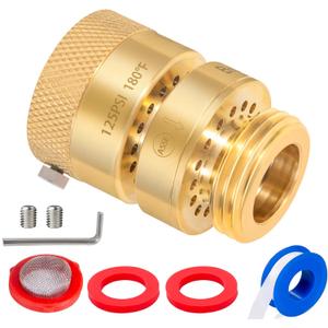 PK1390 Replacement Self Draining Vacuum Breaker,1-1/16" Fine Thread Female to 3/4" GHT Thread Male Hose Bib Backflow Preventer Lead-Free Brass
