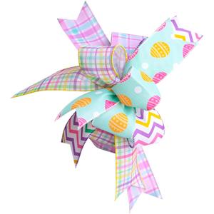 3 x Easter Wreath Bows 11X14Inch Spring Colorful Easter Ribbon Bow Holiday Tree Topper Bows for Front Door Spring Easter Mailbox Decorations Party Supplies
