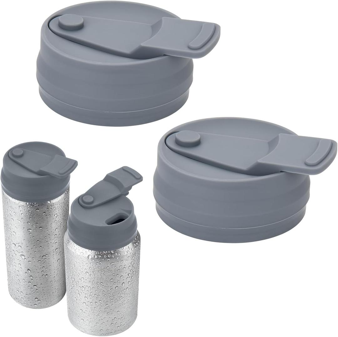Cosmos 2 Pcs Silicone Soda Can Lid Cover - Reusable Anti-Spill Beverage Can Lid Topper Protector for Soda Beer Juice Drink Can, Fits 2.1 Standard Can Top (Gray)