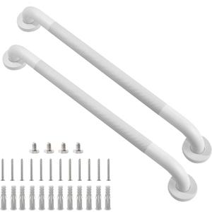 Shower Grab Bar, 2 Pack 24 Inch White Bathroom Grab Bar, 1.25" Diameter 304 Stainless Steel Anti-Slip Grab Bars for Bathtubs and Showers, Handicap Shower Grab Bar for Seniors Elderly