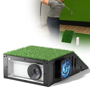 Golf Simulator Projector Cover Enclosure with Turf - Heavy Duty Floor Mounted Golf Sim Enclosure with Quiet Cooling Fan- Total Protection for Your Simulation Setup