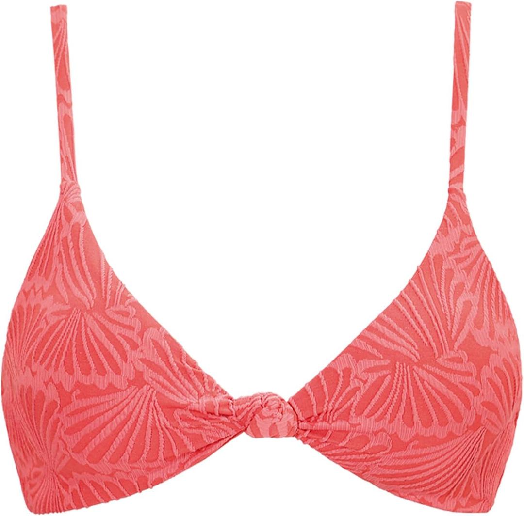 BERLOOK Bikini Tops for Women Bathing Suit Twist Tie Back Swimsuits V Neck Push Up Bikini Top Cheeky Swimwear (Red, M)