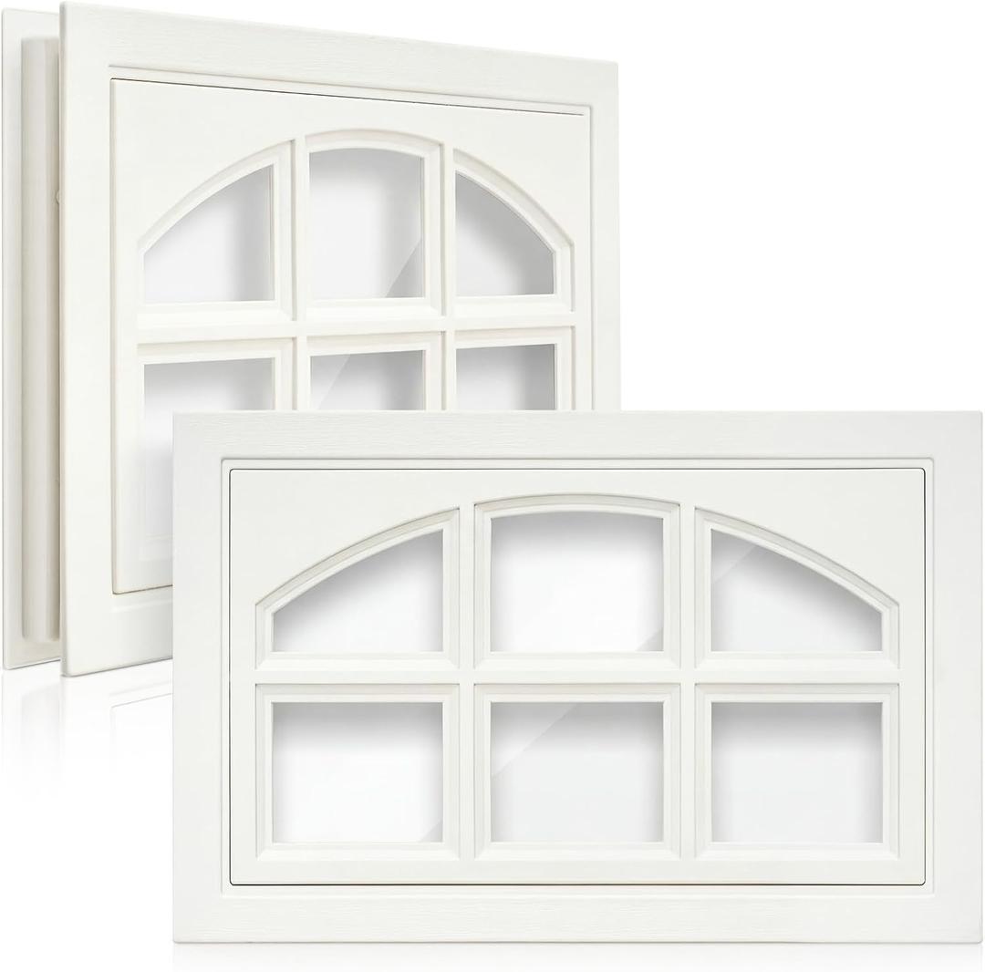 Tandefio 2 Pcs 20-7/8" x 13-3/4" Garage Door Windows, Replacement Vinyl Pane Inserts Kit with UV Resistant Resin Glass for Exterior Garage Door Windows Inserts, Beige (House Shaped)