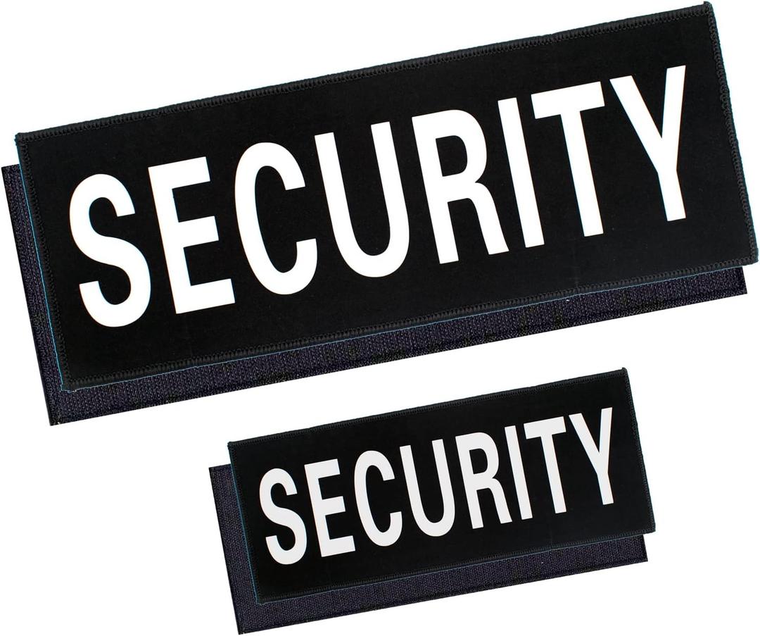 Security Hook and Loop Patch Ultra Reflective Security Patch Durable Fabric Patches for Men Vest, Jacket, Carrier, Gear, Bag, Hat, Black, Pack of 2 