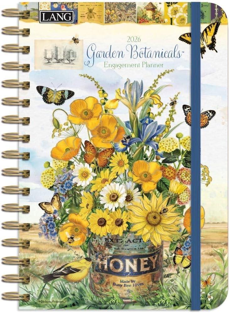 Lang, Garden Botanicals 2026 Engagement Planner by Barbara Anderson, 6.5'' X 9'', Weekly Calendar with Stapled Binding