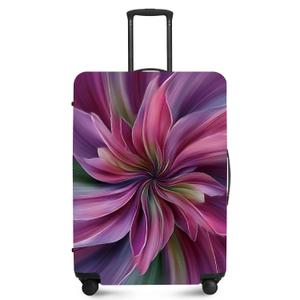 FOREVER QUEEN Pinkish Purple Flower Luggage Cover Suitcase Protector Suitcase Cover Anti-Scratch, Stretchable Bag Cover Washable Durable Polyester, M(fits 24-26Inch suitcase)