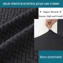 HFCNMY Ottoman Cover Square,Stretch Knitted Jacquard Ottoman Cover Thick Ottoman Slipcover Square Washable Storage Foot Stool Cover with Elastic Bottom Black X-Large