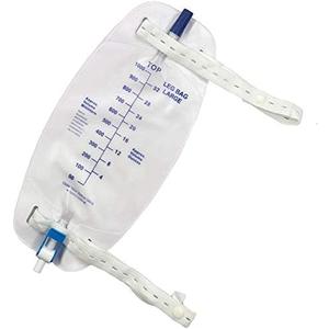 4 Pack Easy-Tap Leg Bag Urinary Drainage Bag with Cloth Straps, Anti-Reflux Valve, Latex-Free, Easy Flip Drain (32 Oz)