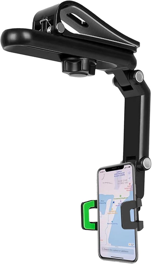 Pleoos Sun Visor Car Phone Holder, 360 Rearview Phone Holder for Car Sun Visor, Retractable Car Phone Mount Compatible with iPhone/Android/Samsung