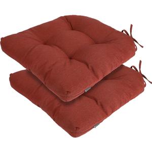 FUNHOME Tufted Patio Chair Cushions Set of 2,Rounded Back 21 x20.5x1.5Inch,Water Resitant Outdoor Seat Cushion with Ties,Fade Resistant Wicker Chair Cushion for Garden Furniture(Rust Red)