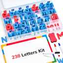 Gamenote Classroom Magnetic Letters Kit 238 Pcs with Double-Side Magnet Board - Foam Alphabet Letters for Kids Spelling and Learning