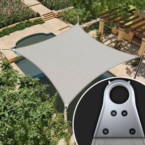 Amgo Grey Rectangle/Square Super Ring Sun Shade Sail Order to Make UPF50+ Canopy Awning Shades for Patio, 98% UV Blockage, Commercial Standard Heavy Duty - 260 GSM (We Customize)