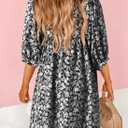 Dokotoo Womens Summer Dresses 2025 Boho Floral Drawstring V Neck Chiffon Lantern Sleeve Beach Vacation Mini Dress Sundress (Black, S)