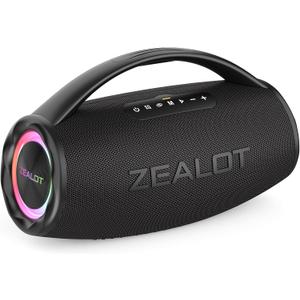 ZEALOT Bluetooth Speaker Wireless with Lights, 80W Loud Booming Bass, USB/3.5mm AUX/TF Card Input, IPX6 Waterproof, BT 5.2, 24H Playtime, TWS Pairing, Big Portable Speaker for Outdoor Home Party Beach